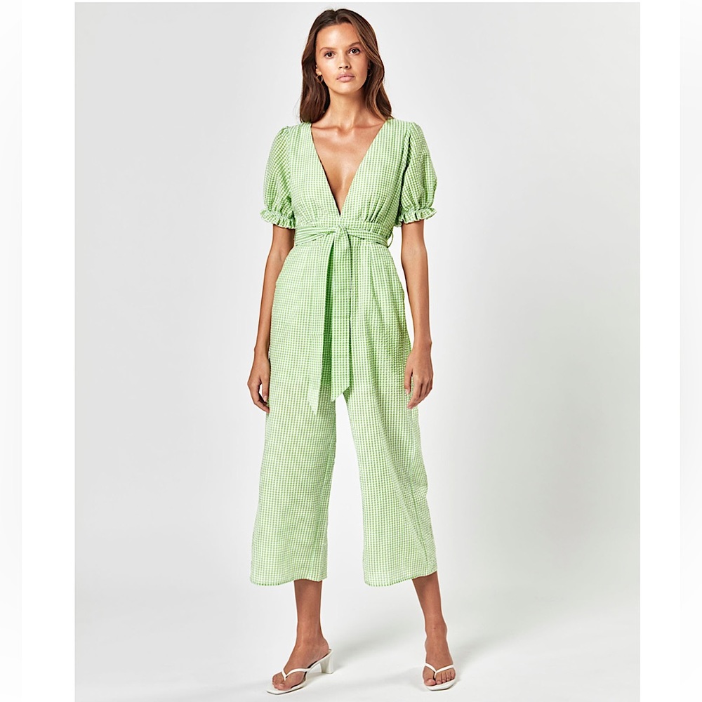 Charlie Holiday Rowan Apple Gingham Jumpsuit - Size: Small